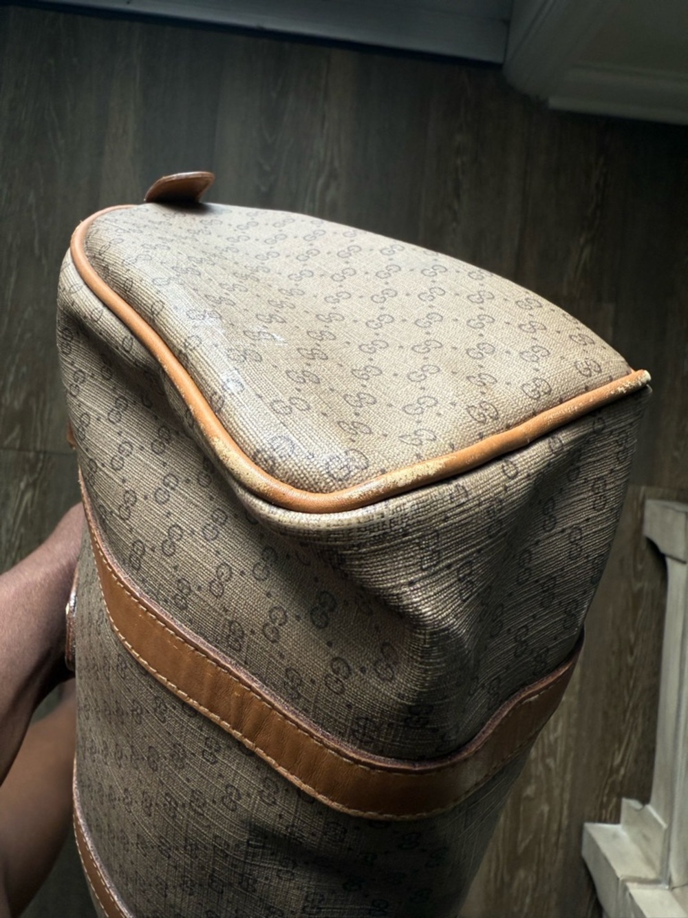 VTG Gucci Brown Monogram Canvas Leather Handbag - Picture 7 of 16